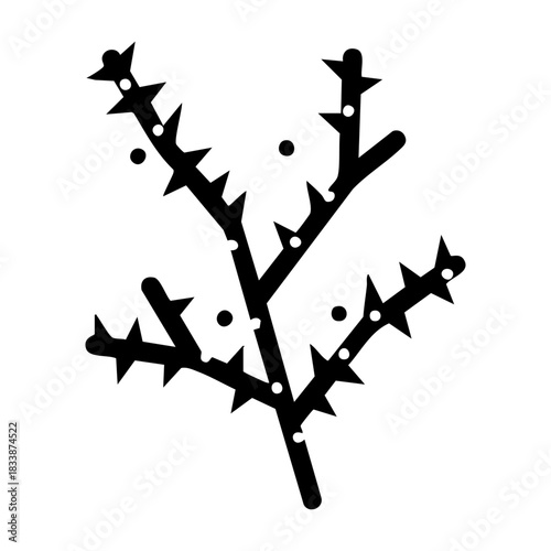 vector frosted branch icon, nature winter scene
