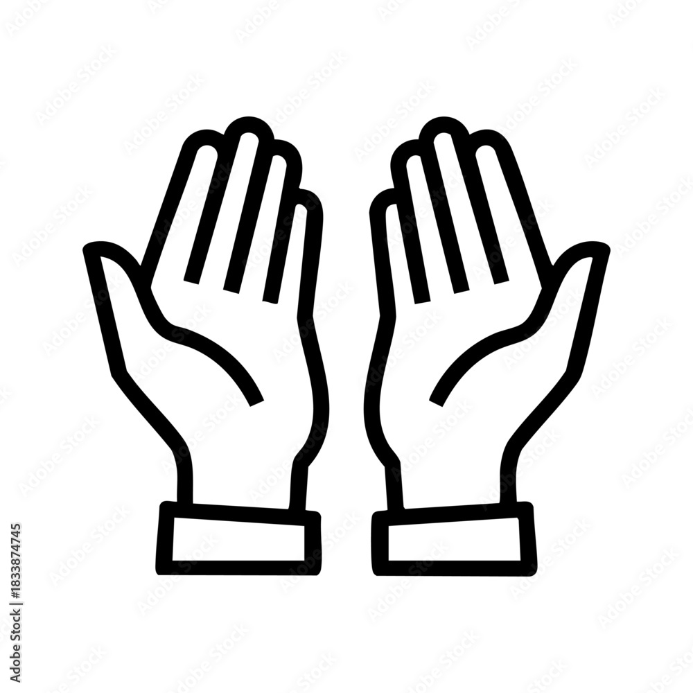 Obraz premium vector hands raised in prayer icon, dua concept