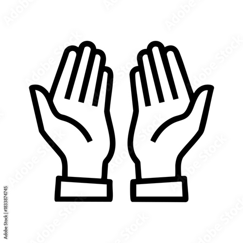 vector hands raised in prayer icon, dua concept