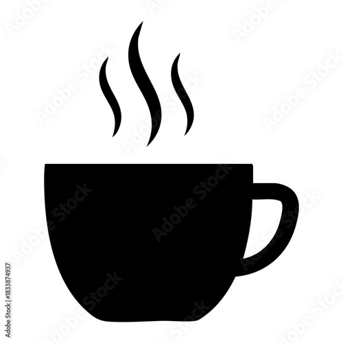 vector hot coffee cup with steam, winter warmth icon