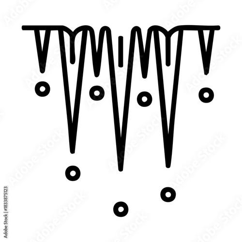 vector icicles hanging icon, frozen winter design