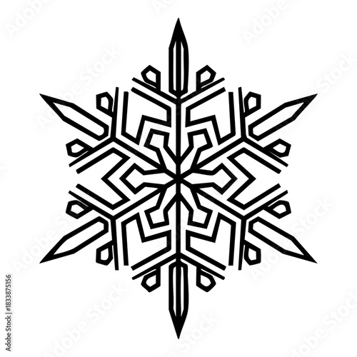 vector ice crystal icon, geometric winter design