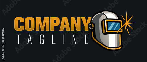 Industrial Welder Mascot Logo Vector: Safety Mask with Flash and Gear Element