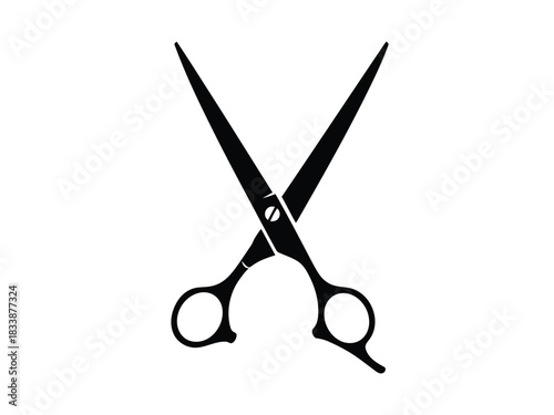 Black silhouette of professional hairdressing scissors