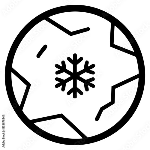 black vector frozen lake icon, winter landscape