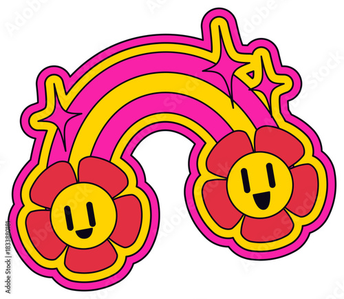 Rainbow with Flowers Sticker