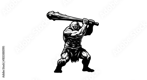 Muscular Man Swinging Large Club Illustration.jpg