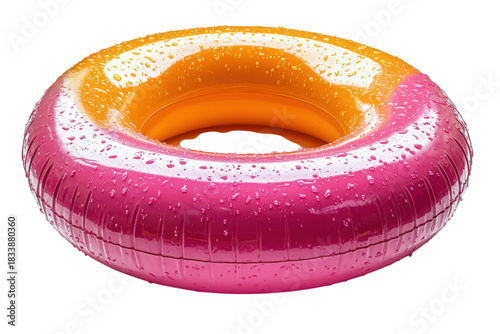 Summer Splash Pink and Orange Inflatable Ring with Water Droplets Pool Fun Water Sport Holiday Fun
