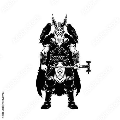 Viking Warrior With Ravens and Mjolnir.jpg