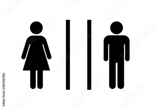 Gender neutral restroom sign isolated on white background