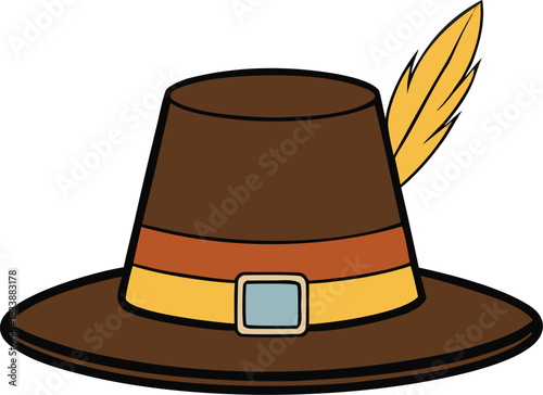 Classic vintage black felt bowler hat accessory isolated on white background