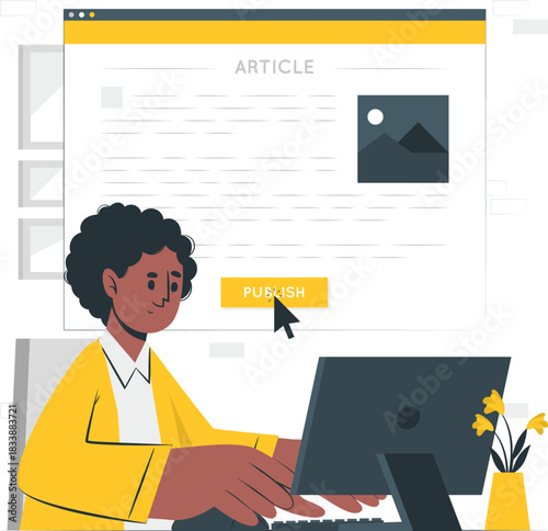 Person typing on computer publishing an article online laptop keyboard