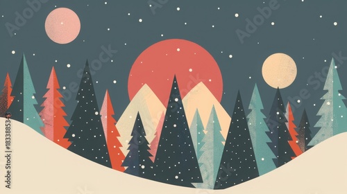 Geometric minimalist Christmas poster