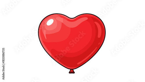 Red heart-shaped balloon on white background