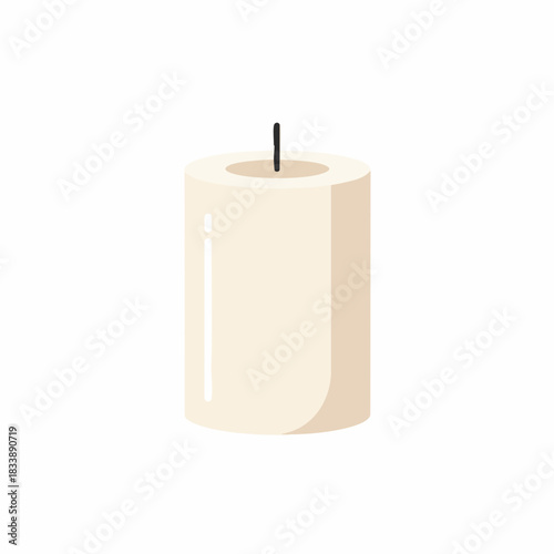 Creamy White Pillar Candle with a Short Black Wick, Unlit