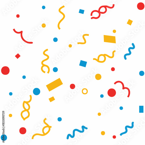 Festive Confetti Burst: Red, Yellow, and Blue Celebration Elements