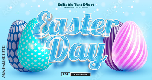 Easter day New editable text effect in modern trend style