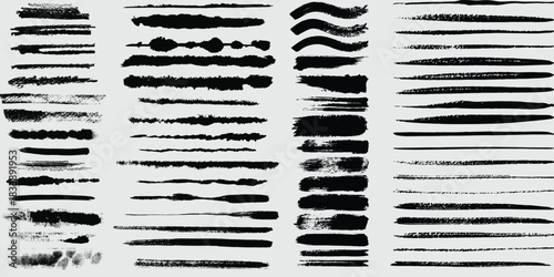 Beautiful Brushes vector collection. Grunge Elements - Brush strokes, ink paint brushes, grunge lines. Rectangle text box for social media and network. vecto