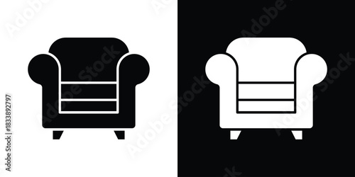 Armchair icon, A flat minimalist vector illustration