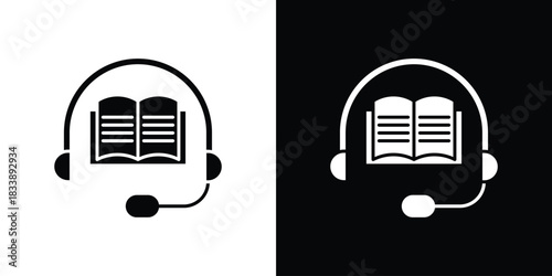 Audiobook icon, A flat minimalist vector illustration