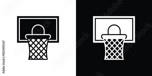Basketball hoop icon, A flat minimalist vector illustration