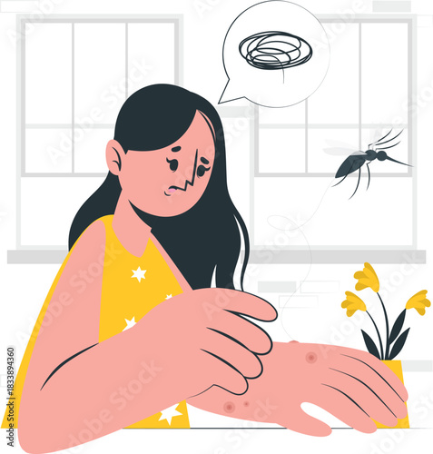 Woman with Mosquito Bites and Annoyance insect itchy