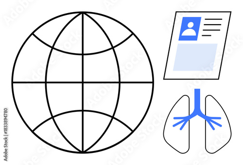 Global connectivity concept. Connectivity connects world systems and digital identities. Connectivity also highlights medical ation such as lungs. For healthcare, ID systems, global communication