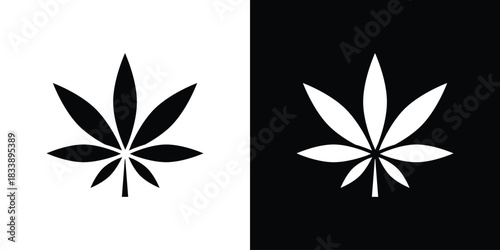 Cannabis leaf icon, A flat minimalist vector illustration