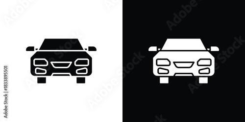 Car front view icon, A flat minimalist vector illustration