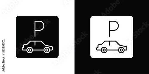 Car parking icon, A flat minimalist vector illustration