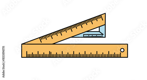 Simple vector illustration of a classic wooden folding ruler, a traditional measuring tool for carpentry and construction projects.