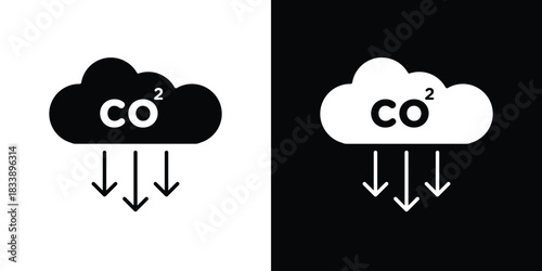 CO2 emission icon, A flat minimalist vector illustration