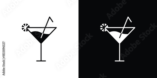 Cocktail icon, A flat minimalist vector illustration