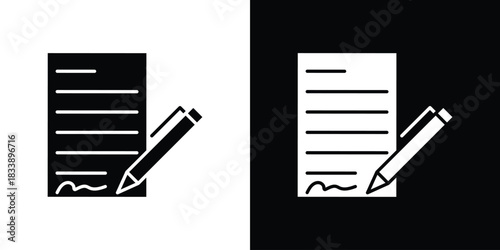 Contract icon, A flat minimalist vector illustration