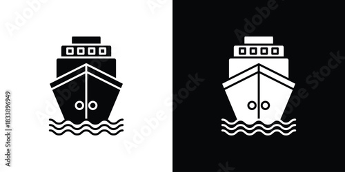 Cruise ship icon, A flat minimalist vector illustration