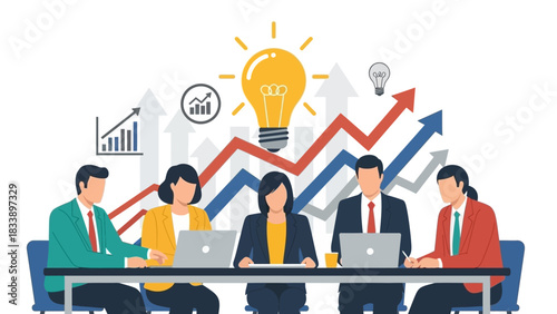 Business Team Meeting with Idea Generation and Growth Strategy.