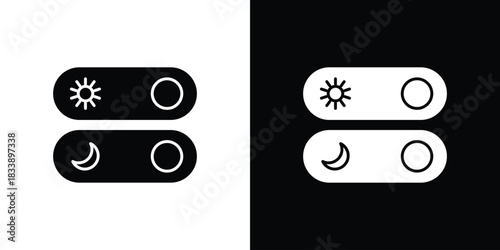 Day and night mode icon, A flat minimalist vector illustration