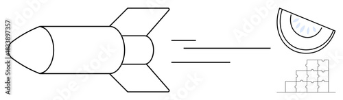 Rocket concept. Rocket conveying speed and progress with abstract shapes innovation and technology. Rocket include aerospace, startup innovation, future exploration, engineering