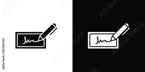 Electronic signature icon, A flat minimalist vector illustration