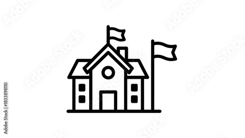 A black and white graphic illustration of a traditional Māori meeting house facade with intricate carvings, representing indigenous New Zealand culture.