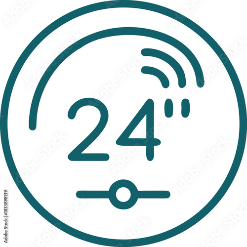 24 hour clock icon time round teal digital modern minimal technology