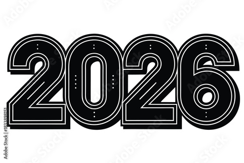 2026 neon number vector icon 