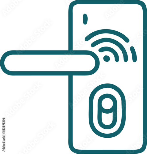 Smart door lock icon, modern electronic security system with wireless access, digital handle, and keyless entry for home or office safety, innovative and secure design