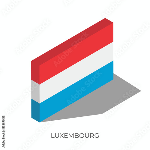Isometric 3D Rendering of the Luxembourg Flag Vector Illustration