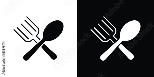 Fork & spoon icon, A flat minimalist vector illustration