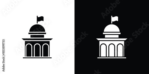 Government icon, A flat minimalist vector illustration