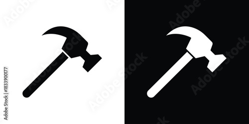 Hammer icon, A flat minimalist vector illustration
