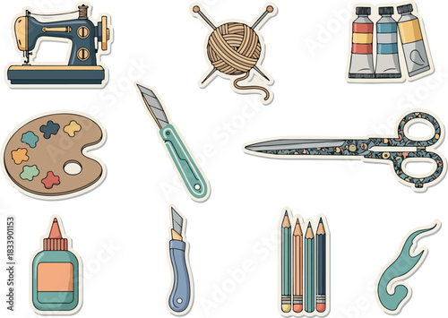 Craft and Art Supplies Sticker Set Sewing, Painting, and More