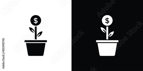 Investment icon, A flat minimalist vector illustration