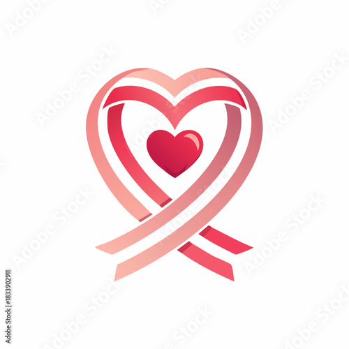 Heart Ribbon Symbolizing Love, Care, and Support for Health Awareness.
